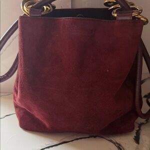 Luxurious Burgundy Suede Shoulder Bag